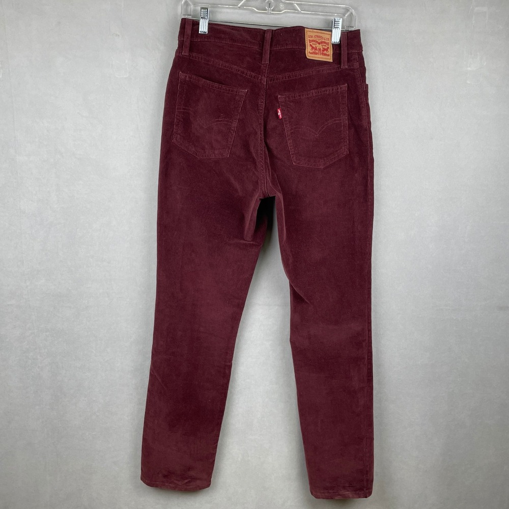Levis 724 High Rise Straight Corduroy Pants Burgundy Maroon Fall Prep Wmns 29x30 - Picture 2 of 9